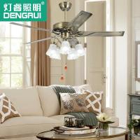灯睿欧式风扇灯吊扇灯餐厅客厅家用铁叶带灯吊扇仿古电复古吊灯 9990-双控版-铁叶-送LED光源-52寸