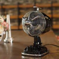 houseofhello复古飞机头电风扇静音仿古台式电扇摇头家用装饰台扇 黑色