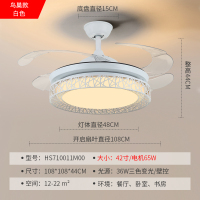 变频隐形风扇灯现代简约客厅吊扇灯大气书房餐厅电风扇灯网红灯饰 鸟巢款36W三色变光/壁控108*108*44CM