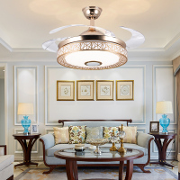 现代简约隐形电风扇吊灯餐厅吊扇灯带蓝牙音响家用客厅一体轻奢 C款42寸3色光变频带音响遥控