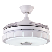 隐形风扇灯吊扇灯餐厅客厅卧室带蓝牙音响音乐电风扇吊灯一体家用 黑色42寸变光壁控