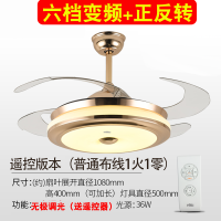 led隐形风扇灯变频无极调光吊扇灯家用客厅卧室餐厅42寸电扇 42寸飞碟金+遥控+无极调光