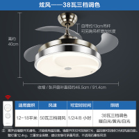吊扇灯风扇灯客厅餐厅卧室家用简约风扇欧式吊灯fs 炫风【38瓦三档调色】三档调风★12-18㎡
