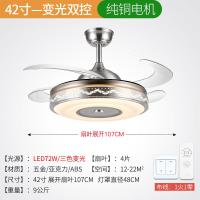 风扇灯吊扇灯隐形客厅餐厅北欧蓝牙音响简约现代带灯风扇吊灯变频 Fsd-262-银色42寸-变光双控