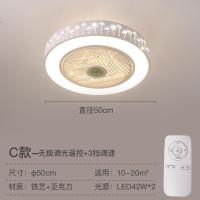 超薄吸顶灯带电风扇灯吊顶一体现代简约吊灯餐厅卧室灯静音吊扇灯 C款50CM无极调光+遥控