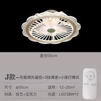 超薄吸顶灯带电风扇灯吊顶一体现代简约吊灯餐厅卧室灯静音吊扇灯 J款55CM无极调光+遥控+小夜灯