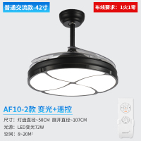 隐形吊扇灯餐厅客厅风扇灯卧室家用灯扇一体变频北欧黑色风扇吊灯 42寸/四叶草/变光遥控