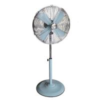 金属落地扇复古电风扇美式工业摇头立式清新风格办公室客厅机械扇 16寸金属落地扇（浅蓝色）