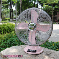 金属落地扇复古电风扇美式工业摇头立式清新风格办公室客厅机械扇 12寸金属台扇（蜜桃粉）