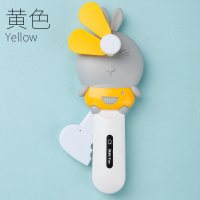 手压小风扇大风力学生宿舍随身手持便携式叶卡通小型迷你手动风扇 黄色萌兔【手动款】