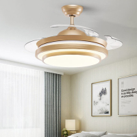 欧式静音风扇灯吊扇灯家用客厅卧室灯新中式现代简约餐厅吊扇灯 金色42寸变光+遥控