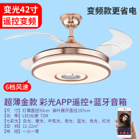 风扇灯吊扇灯 隐形家用蓝牙音响乐音箱一体超薄带灯变频餐厅客led 【变频】超薄金款42寸彩光APP遥控+音箱