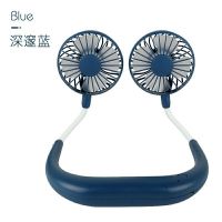 挂脖风扇 usb便携式小电风扇 懒人挂脖运动小型迷你桌面随身风扇 三代升级豪华版蓝色（彩灯+香熏）