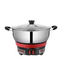 多功能电热锅炒菜家用火锅蒸锅小电炒锅煮锅插电煎炒蒸煮一体电锅 【升级加厚款】24cm无蒸笼