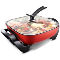 多功能电热锅韩式电火锅家用电火锅不粘锅电煎锅烤锅4-10人 5L韩式火锅/红色