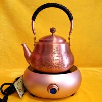手工茶壶铜壶大容量茶汤铜壶功夫烧水壶茶具无涂层纯紫铜壶养生壶 一帆风顺1.3升+电陶炉