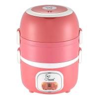 带饭神器多功能电加热饭盒上班族可插电超长保温自加热饭菜 三层机械粉红色
