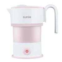 旅行电热水壶保温迷你小型可折叠式便携旅硅胶游烧水壶日本 白色+粉色