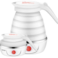 旅行电热水壶保温迷你小型可折叠式便携旅硅胶游烧水壶日本 白色06J001