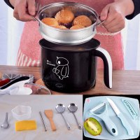 宿舍神器小电锅迷你多功能煮饭学生锅小功率宿舍小火锅煮面1-2人 1.8不粘锅加蒸笼+刀具可炒升级版收藏送礼