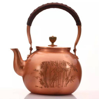 铜壶加厚紫铜壶烧水壶纯手工打造沏茶壶煮水壶功夫养生泡茶具铜器 竹报平安壶