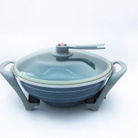 家用韩式多功能电炒锅电热锅电火锅元宝锅 灰色麦饭石