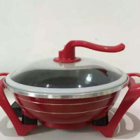 家用韩式多功能电炒锅电热锅电火锅元宝锅 大号红色真空养生锅