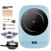 电磁炉家用特价爆炒多功能火锅炉电池炉灶饭煲 套餐5/ZK11水滴蓝