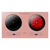 嵌入式电磁炉双灶家用智能双头炉镶嵌式双眼大功率电灶台式 玫瑰金（电磁炉+电陶炉）