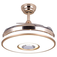 蓝牙风扇灯吊扇灯超薄带灯一体隐形客餐厅家用音响箱乐电风扇吊灯 42寸超薄金变光+遥控+音乐