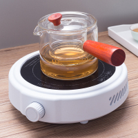 无风扇电陶炉家用玻璃锅煮茶器小型茶陶瓷炉不挑锅茶壶专用 白色旋钮+侧把手收藏送运费险