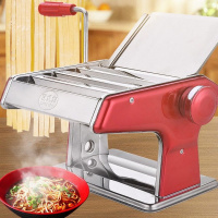 家用二刀三刀压面机手动非电动拉面机面条机饺子皮机制面机 中国红三刀厚款送礼+不锈钢饺子皮模具