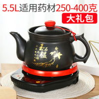 分体式煎药壶壶养生壶全自动电药锅煲煎药壶中医药电砂锅 红波浪底座+A5.5L长嘴壶+印人参