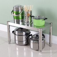 厨房不锈钢置物架家用单层微波炉架烤箱架橱柜灶台收纳架一层花架 加厚长60宽30高35一层