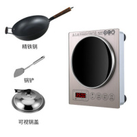 大功率电磁炉家用特价爆炒智能3500w猛火电池炉凹面电磁灶 金色+精铁锅+锅盖