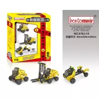钢铁指挥官拼装模型 塑料螺丝玩具 大颗粒积木工程四轮铲车 816J-14