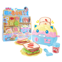 乐吉儿儿童过家家玩具仿真面包机微波炉烧烤机切水果套装女孩小伶 迷你面包机-蓝色A132-A