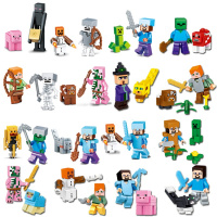 兼容乐高我的世界小人仔拼装积木钻石史蒂夫苦力怕男孩子玩具村庄 B16款人仔+16款宠物礼盒装