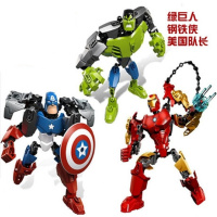 兼容乐高积木英雄蝙蝠侠钢铁侠男孩子拼装变形机器人玩具拼图 钢铁侠+美国队长+绿巨人