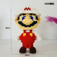 微型钻石迷你拼插小颗粒积木玩具兼容乐高成人男女孩子马里奥 串联超大白色玛丽