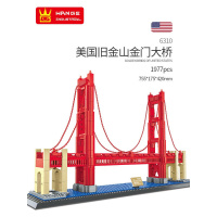 万格世界建筑楽高模型小颗粒拼装积木天坛泰姬陵 金门大桥(1977Pcs)6210