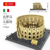 万格世界建筑小颗粒街景拼装积木日本罗马模型高难度成人立体 古罗马斗兽场(1758pcs)5225
