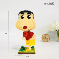 兼容乐高小颗粒女孩拼图马里奥儿童拼装玩具兼容乐高积木成年人高难度 西瓜红9023蜡笔小新