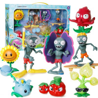 植物大战僵尸玩具2软胶全套作战玩具对战游戏套装儿童食人花冰西瓜弹射炮 硬胶冲浪套装礼盒植物3沙滩僵尸(蓓蕾+桑葚+芦藜)