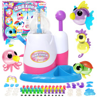 亿奇儿童手工制作diy玩具气球充气机啵啵球泡泡波波黏黏乐 粘粘球充气机-小小怪兽套装