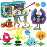 植物大战僵尸玩具2过家家儿童套装礼盒装全套可发射寒冰豌豆铁桶巨人公仔玩具深海巨 5个硬胶植物+3个硬胶僵尸大套装6-60