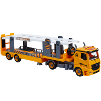 积木工程车大号运输惯性车男孩儿童工程车玩具模型宝宝仿真 拼装积木运输车 惯性运载车-灯光音乐版