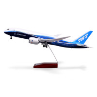 波音原型机787拼装飞机模型客机43cm带LED灯光带轮子静态仿真摆件