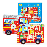 迷宫玩具儿童磁性运笔迷宫玩具游戏磁力走珠多功能热闹城市 迷宫玩具-消防车