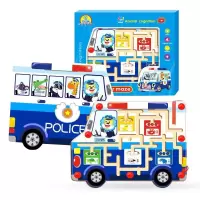迷宫玩具儿童磁性运笔迷宫玩具游戏磁力走珠多功能热闹城市 迷宫玩具-小警车